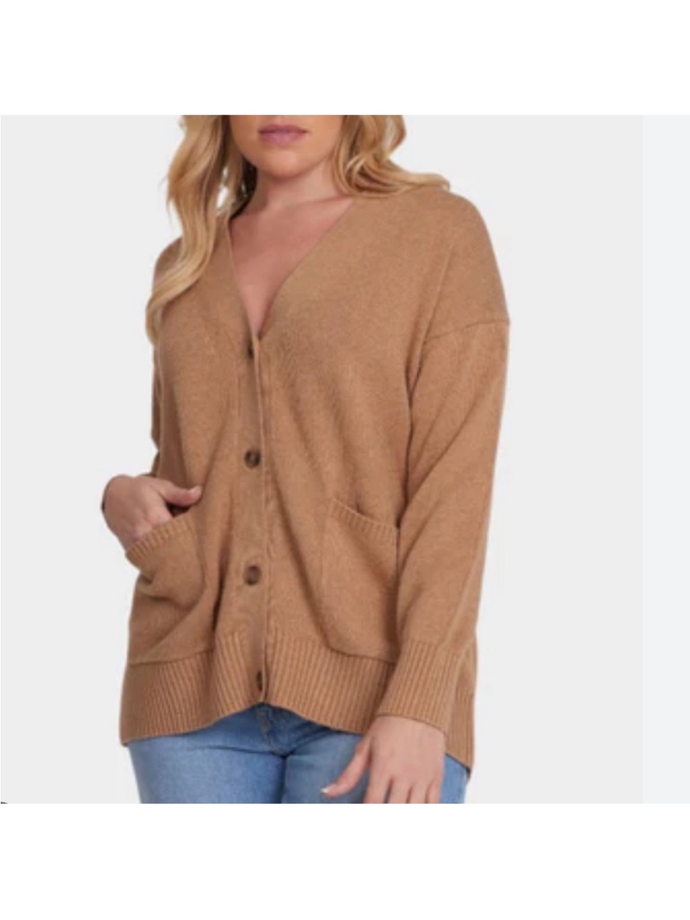 Minnie Rose Cotton/Cashmere Blend Button Cardigan In Tan One Size